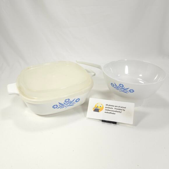 Corning Ware Blue Cornflower Bundle #P-1-B Casserole Dish w/Lid #P-81-B Saucepan - Picture 1 of 7